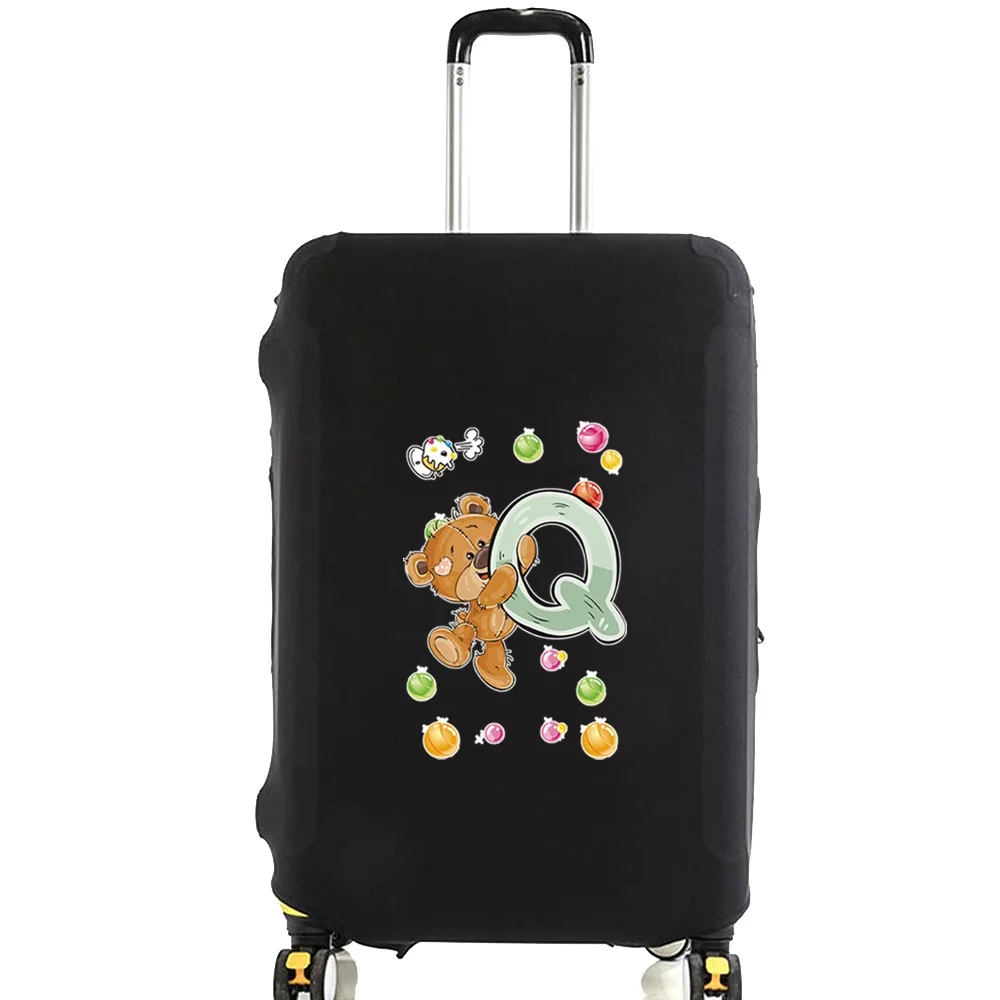 Luggage Protective Cover for 18 To 28 Inch Fashion Bear 26 Letter Series Pattern Trolley Suitcase Elastic Dust Bags Case Travel