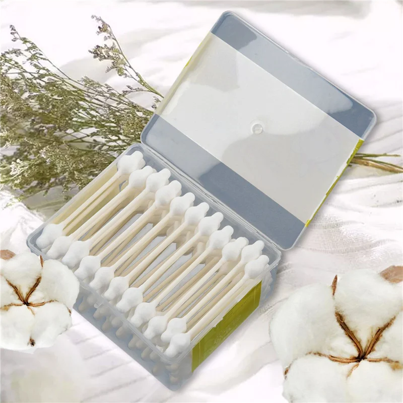 صندوق أعواد قطنية آمنة للأطفال تقريبًا. 550 قطعة