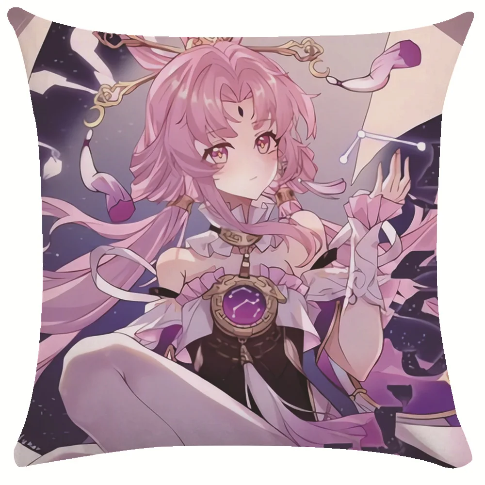 Game Honkai Star Rail March 7th BaiLu Anime Character Pillowcase Cosplay 3D Peachskin Plush Accessories Halloween Gifts For Kids