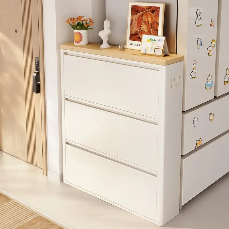 for Steel Tipping Bucket Shoe Cabinet Door Integrated 15cm Wide Porch Cabinet Living Room Wrought Iron Large Capacity Wall