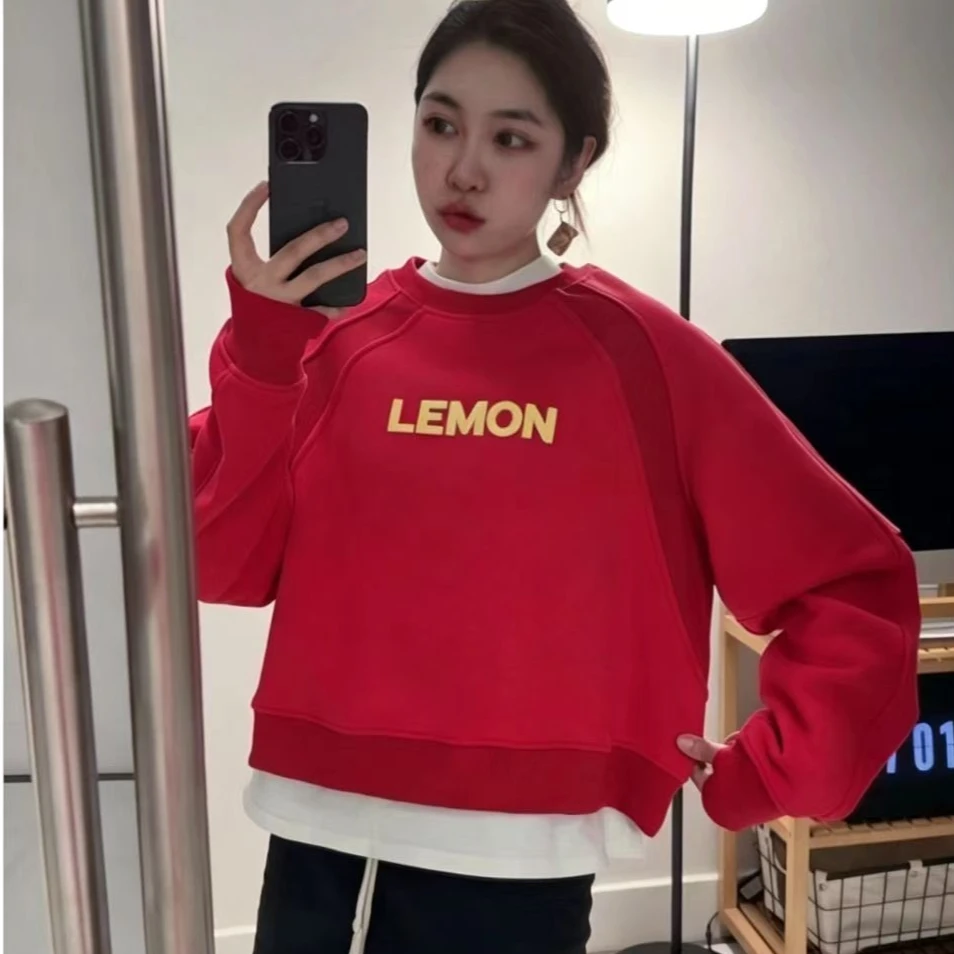 Lemon Yoga Hoodies Oversized Womens Hoodie Long Sleeve Sweatshirts Crew Neck Pullover Sweatpants Casual Sports Tops