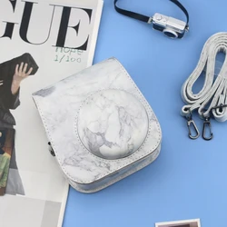 Marble PU Leather Bag For FUJIFILM instax mini 11 / 9 / 8 Camera Full Body Protective Shell Case with Strap