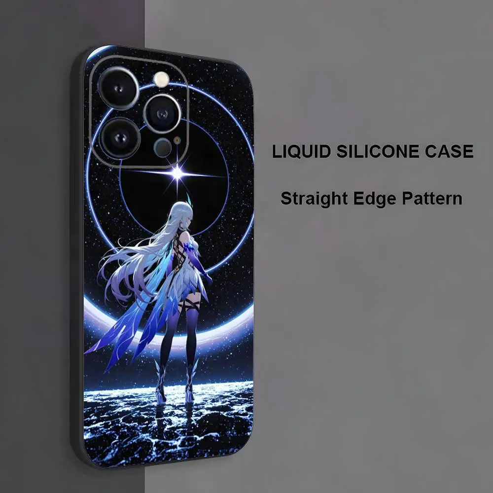 Skirk Genshin Impact Phone Case لهاتف iPhone 17,16,15,14,13,12,11، Pro Max، XS، X، XR، SE، Mini، 8، 7، غطاء أسود من السيليكون الناعم