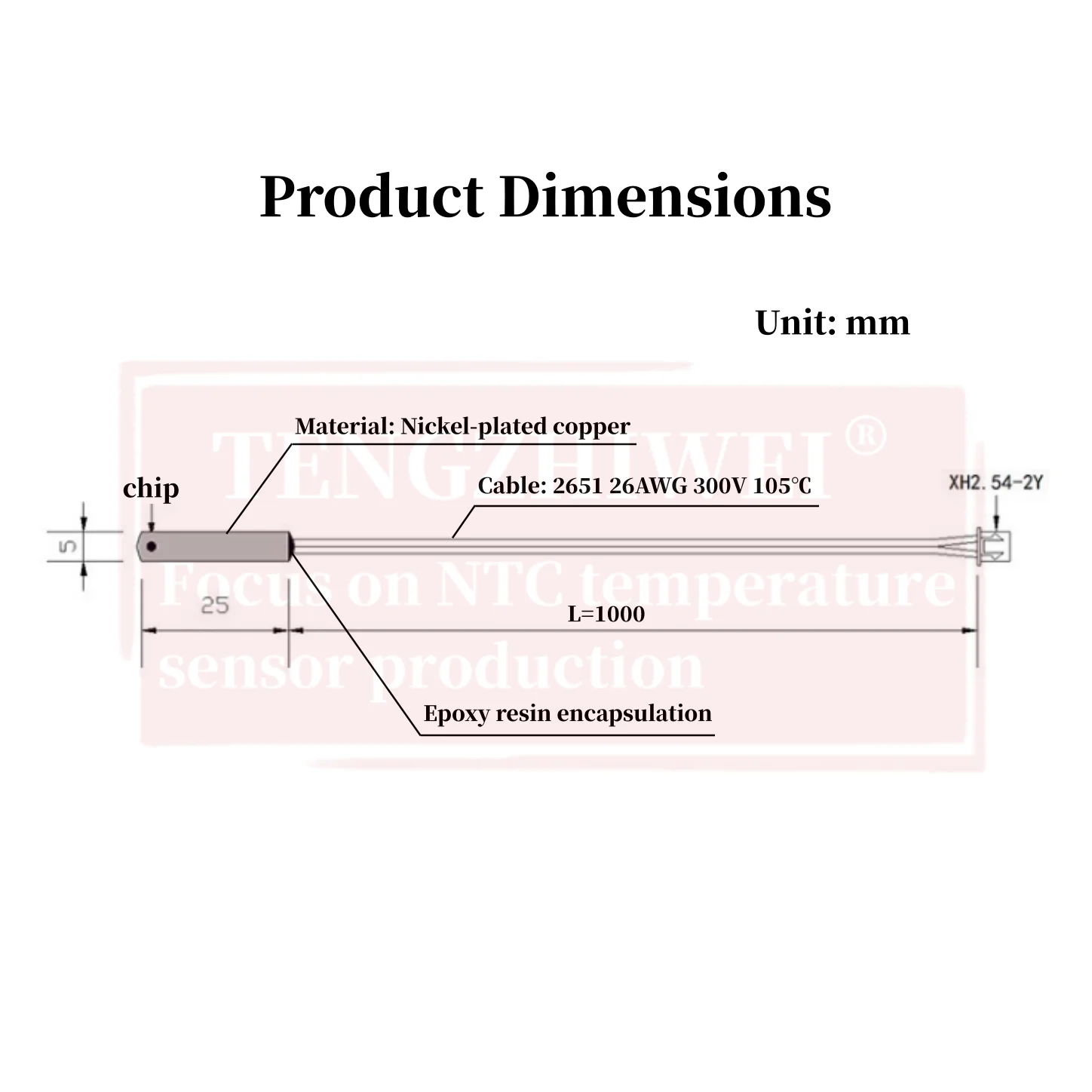 1/2/5PCS B3950 NTC 5K 10K 15K 20K 50K 100K L1M Precision Epoxy Thermistor Temperature Sensor Waterproof Temperature Probe