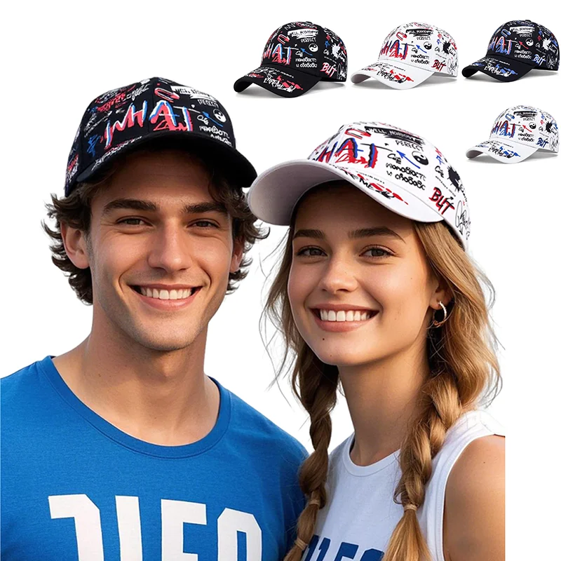 

Unisex Graffiti Print Snapback Baseball Cap Adjustable Sun Protection Trendy Hip Hop Hat for Men & Women Spring/Autumn
