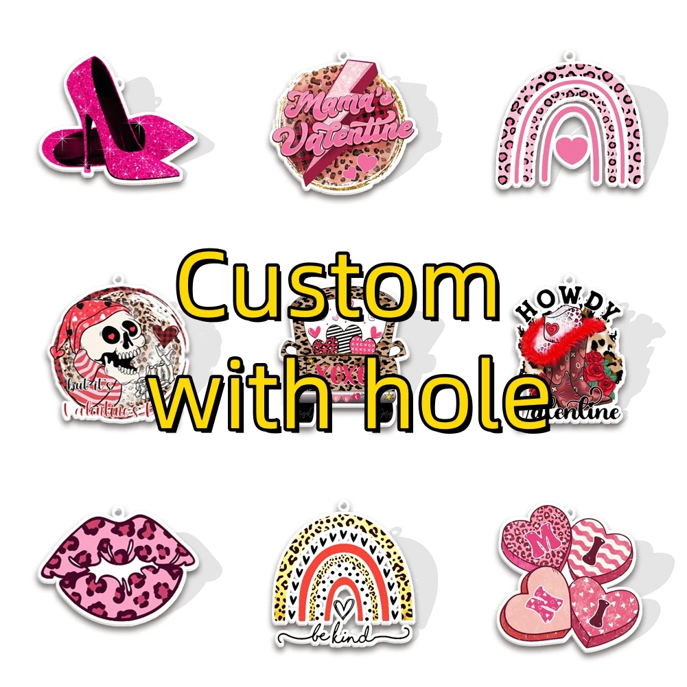 Custom order with hole or without hole resin planar flat back charms transparent acrylic glitter acrylic