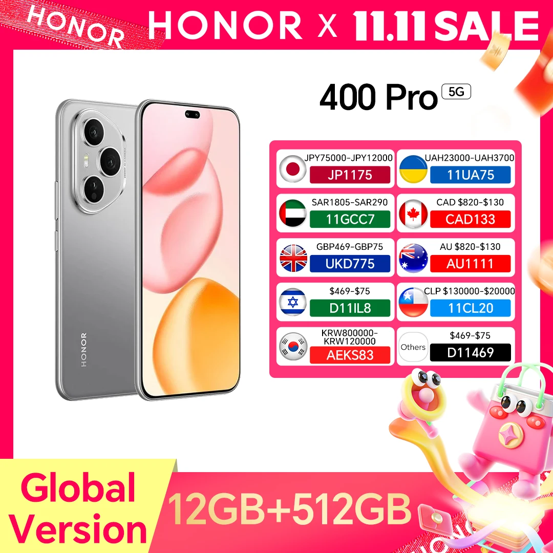 yZ[zHONOR 400 Pro 5G O[o X}[gtH 200MP AICJ 6.7C` AMOLEDXN[ 6000mAh 100WL 50W Android 15
