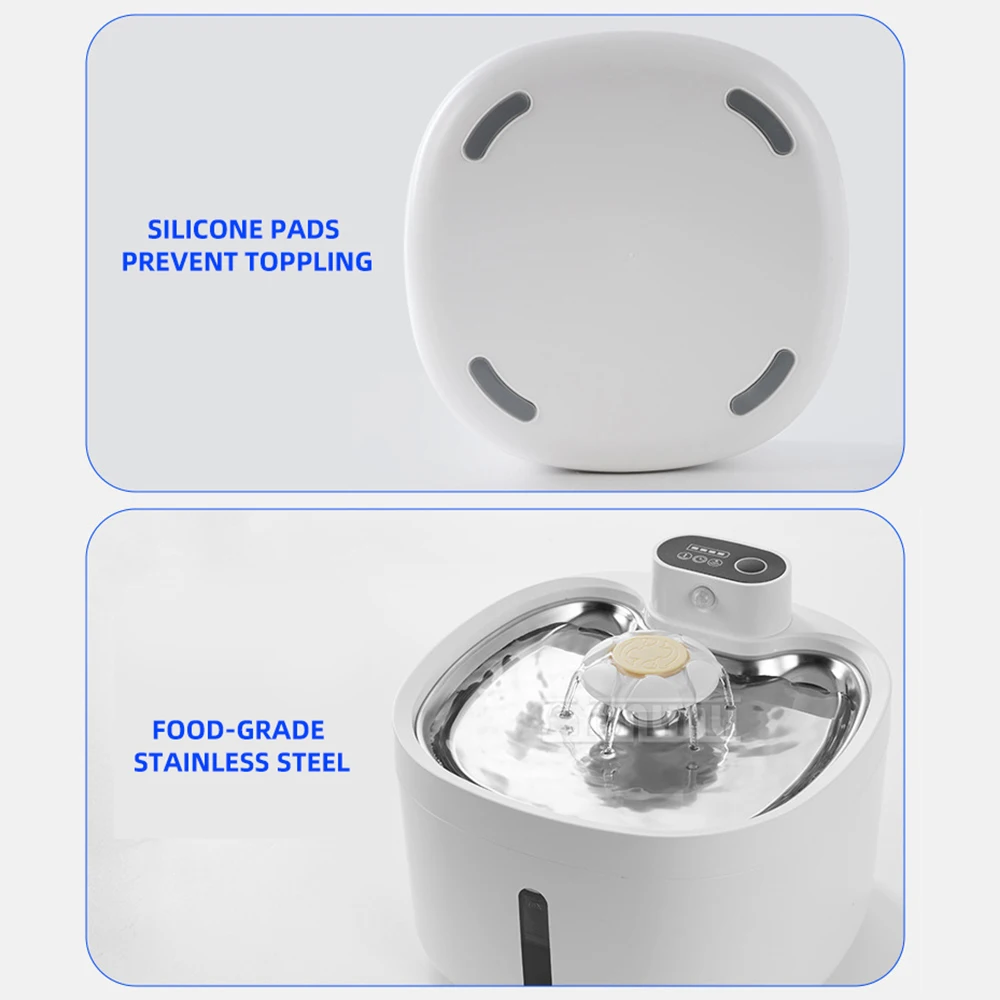 2025 DC07 موزع مياه ذكي للحيوانات الأليفة، موزع مياه استشعار تلقائي، فلتر متداول، قابل للفصل والغسل