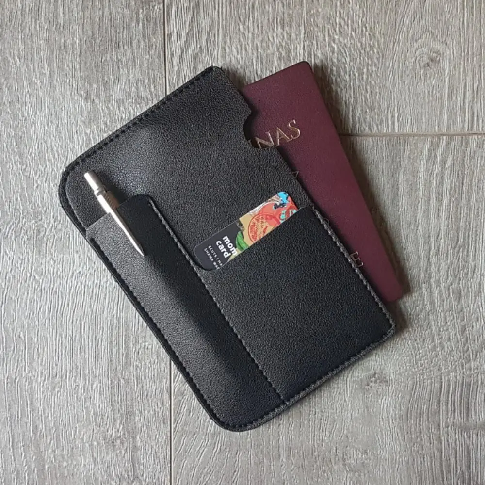 

Multiple Card Slots Passport Holder Wallet PU Leather Solid Color Portable Passport Bag Ultra-thin Lightweight