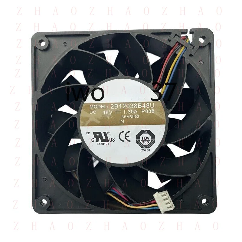 L+ For 2B12038B48U DC48V 1.3A 12CM 12038 4Wire PWM Large Air Volume Cooling Fan