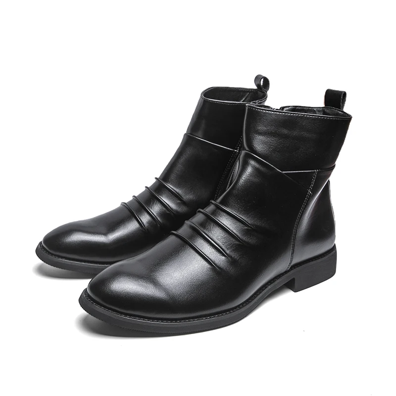 

Fashion Brand Men's Chelsea Boots Black Classic Handmade Designer Business Office Dress Shoes for Man Artificial Leather Boots