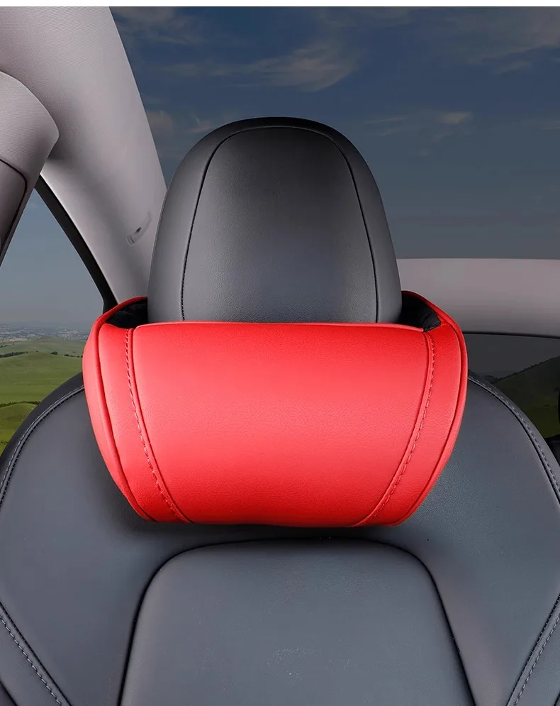 Nackenkissen für Tesla Model 3/Y/X/S aus PU-Leder mit Memory-Schaum, Reise-Nackenstütze, 2025 Auto-Zubehör – Detail 19