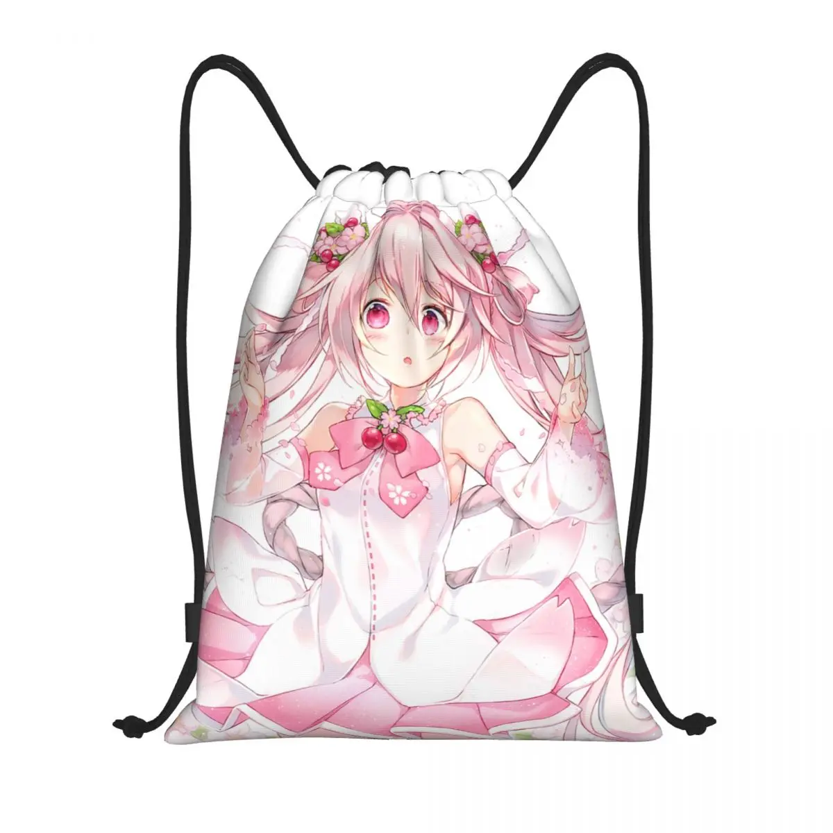 Hatsune Miku Drawstring Back Pack Bag Travel Storage Package Teenagers Beach Tote Bag School Sport Shoe Bag Portable