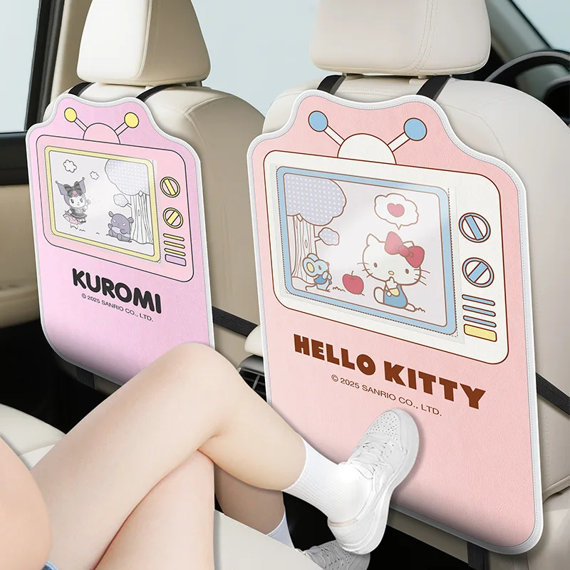 

Sanrio Hello Kitty KUROMI Car Seat Back Long Anti Kick Pad Cute Cartoon Car Hanging Storage Bag Multifunctional Anti Dirt Pad