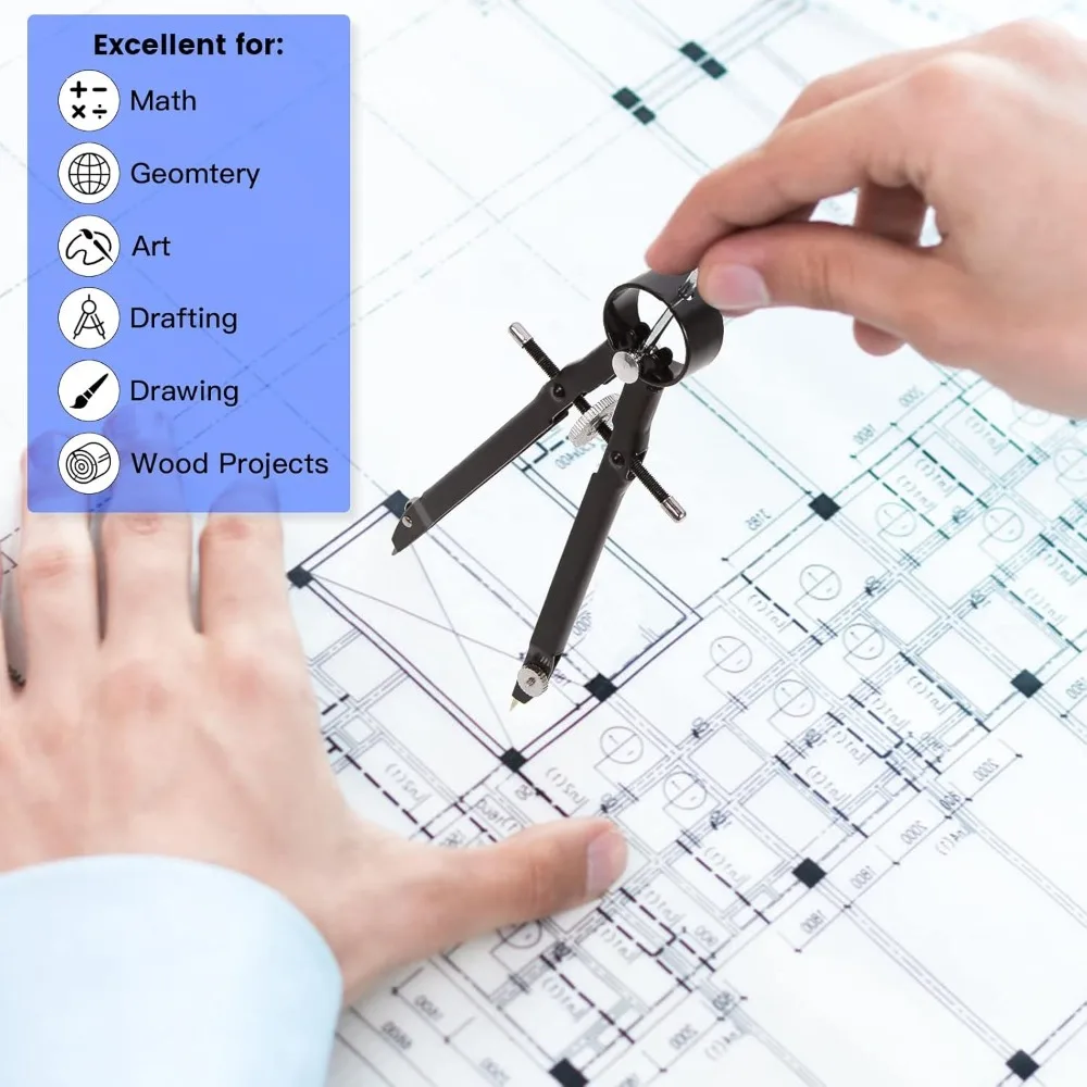 بوصلتان هندسية، بوصلات رسم احترافية، بوصلات معدنية، وأدوات رسم بوصلة دائرية للهندسة