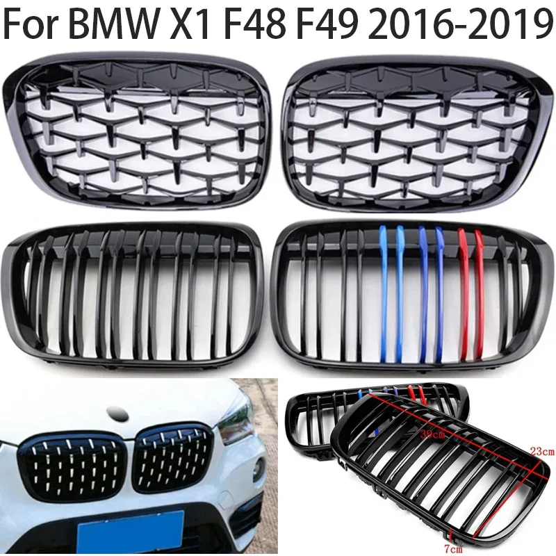

Для BMW X1 F48, F49 2016–2019 гг. Передняя решетка радиатора, капот, передний бампер, решетка радиатора, стиль черный/серебро/углеродное волокно.