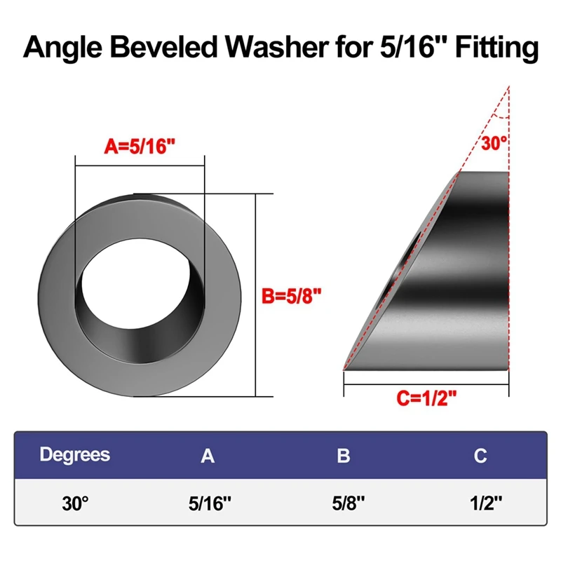 20 Pack 5/16Inch ID Black Angle Washers For Cable Railing Posts, For 1/8Inch, 3/16Inch Invisible Cable Railing Hardware Durable