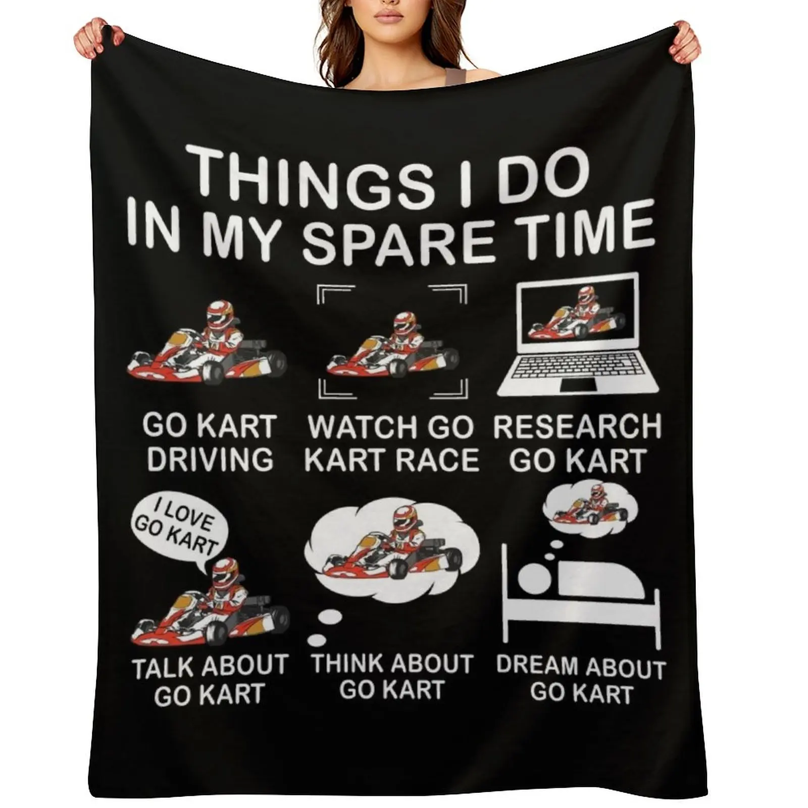 

Things I Do In My Spare Time Go Kart Funny Gift For Go Kart Lover Throw Blanket wednesday Kid'S anime Heavy Blankets