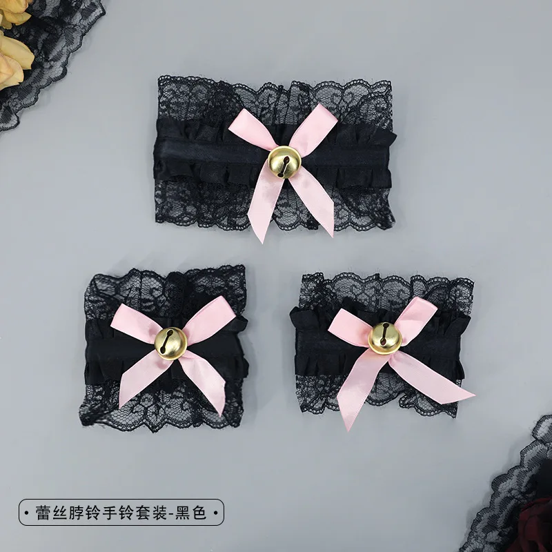 ロリータレースリボンフリルハンドスリーブ手首甘い取り外し可能なチュールブレスレットとベルリストバンド日本のメイドコスプレアクセサリー