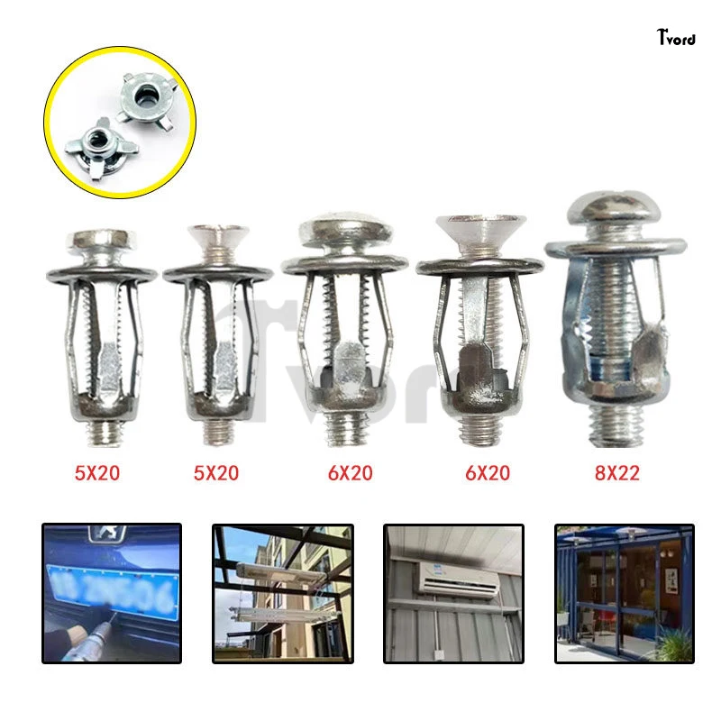304 Stainless Steel Petal Shape Rivet Nut Screw Bolt Kit Expansion Metal Rivetnut Panel License Plate Clamp Lock Jack Nuts M4-M8