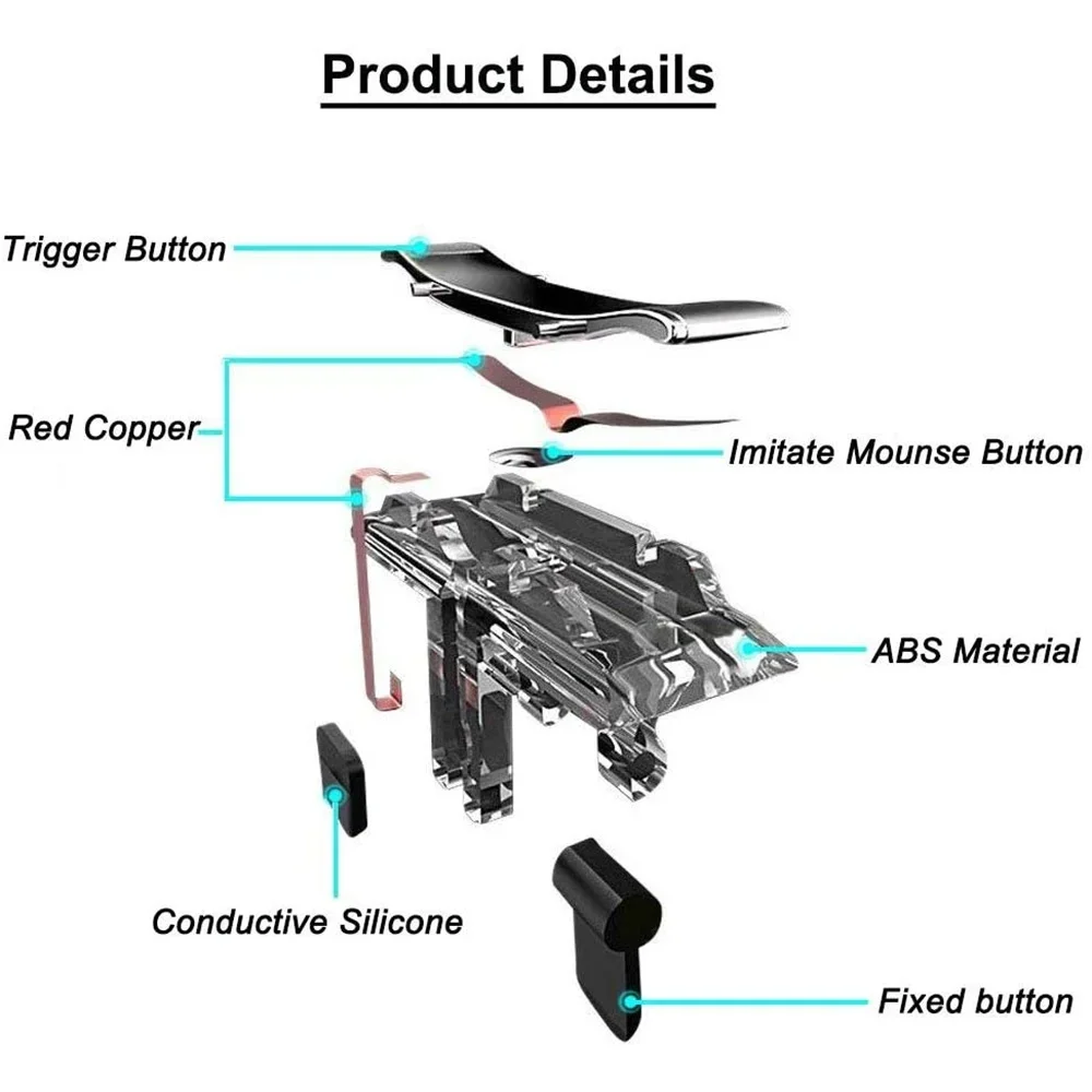 STONEGO 1Pair Phone Shooting Game L1 R1 Button Sensitive PUBG Button Handle Game Keyboard Handle Controller Game Trigger