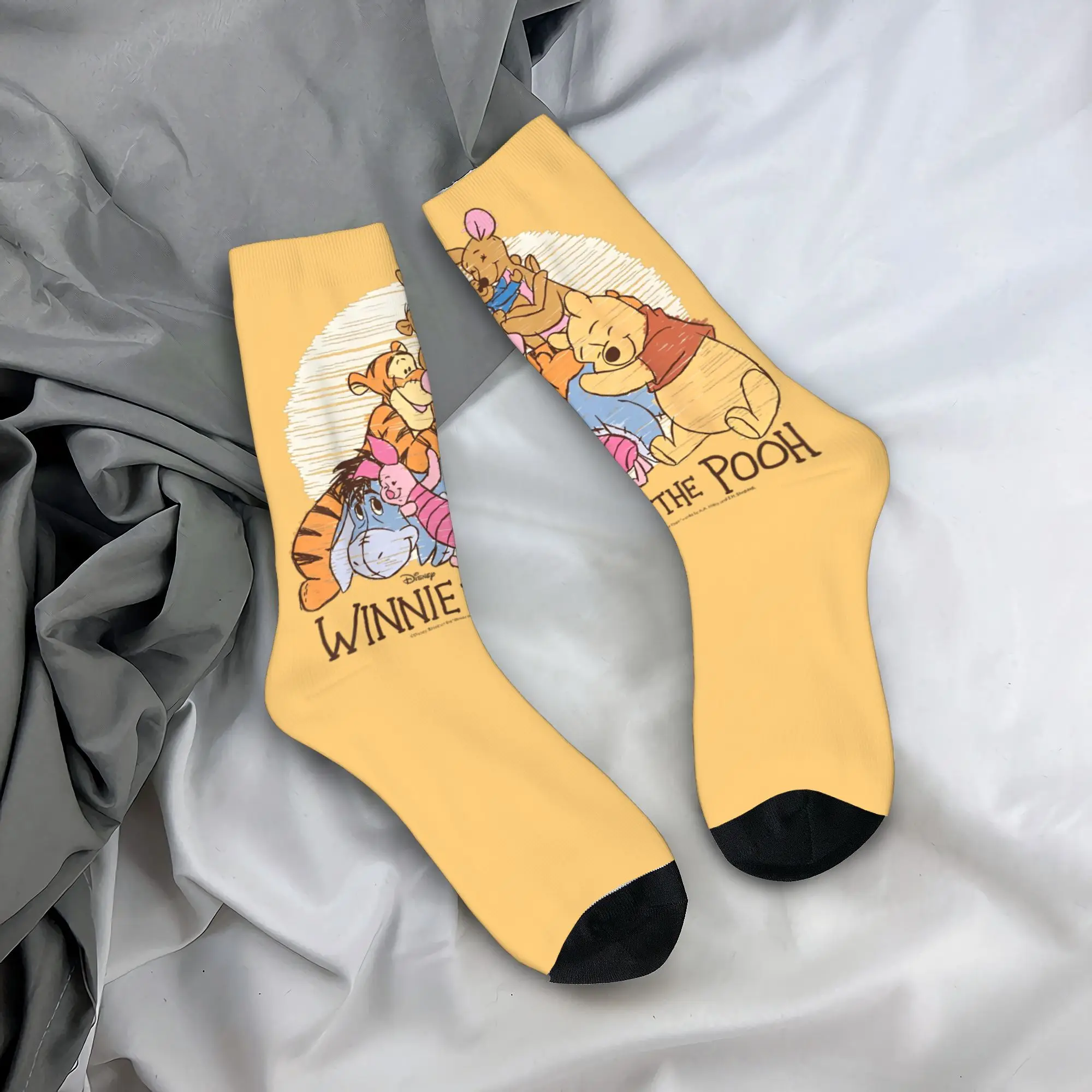 Colorful Winnie The Pooh Eeyore Piglet Tigger Kanga Roo Hug Stockings Sports Socks Middle Tube Socks Women Men Sweat Absorbing