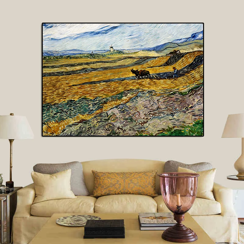 Van Gogh Field with Flowers near Arles Paintings Print Canvas Home Decorative Pictures Wall Art For Living Room Bedroom Decor