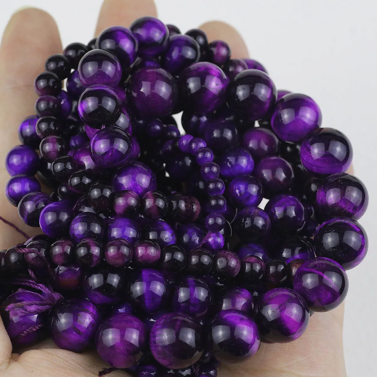 Purple Natural Stone Beads Tiger Eye Round Ball Spacer Loose Beads For Jewelry DIY Earrings Bracelet Accessories 4/6/8/10/12mm