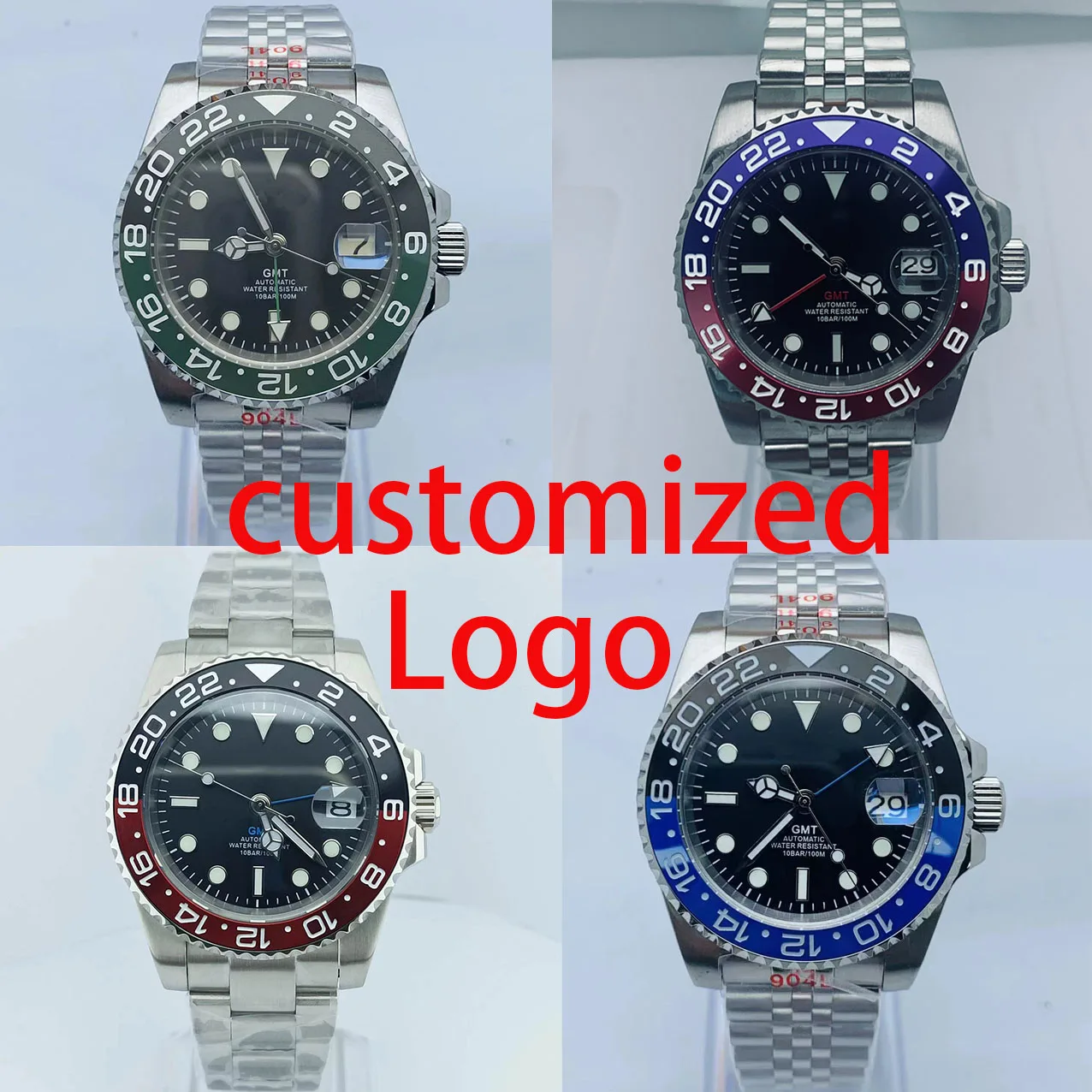 Customized Men Watch NH34  Watch 40mm Sapphire Glass  Stainless Steel case 29mm dial GMT Automatic Mechanical