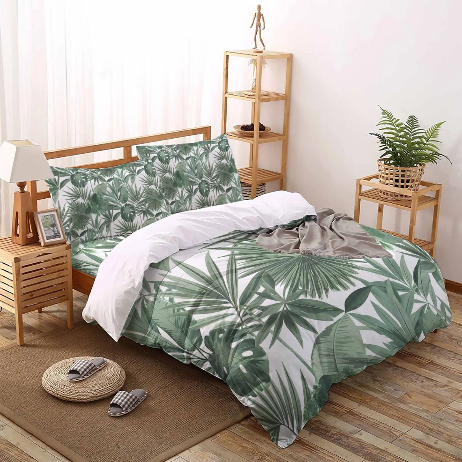 

Tropical Plant Palm Leaf Comfortable Household Goods Bedroom Bed Luxury Duvet Cover 2/3/4 Pieces