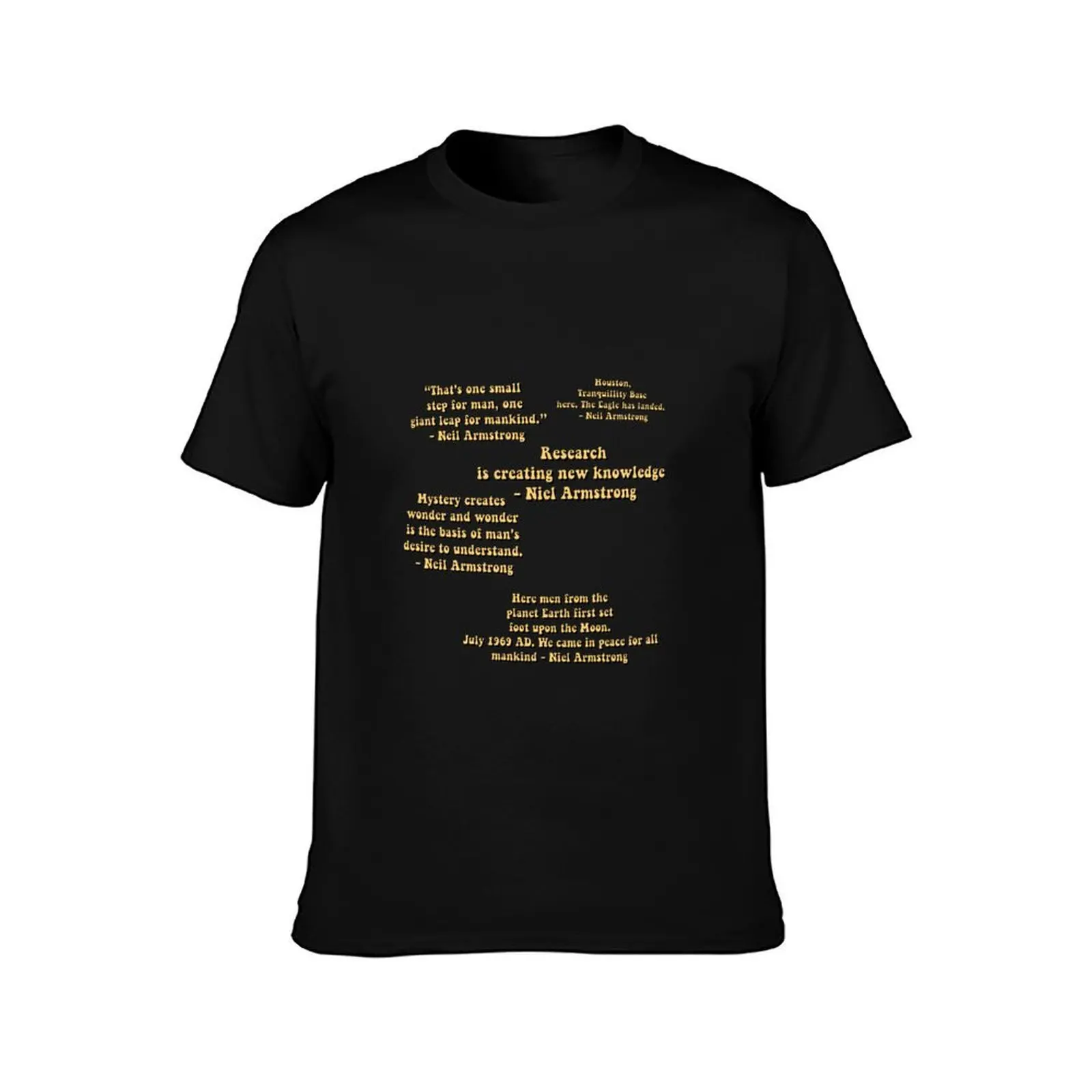 Neil Armstrong Quote Stickers T-Shirt, Summer Casual Cotton Tee, Oversized Streetwear Tops, Vintage Graphic Print, 100% Cotton