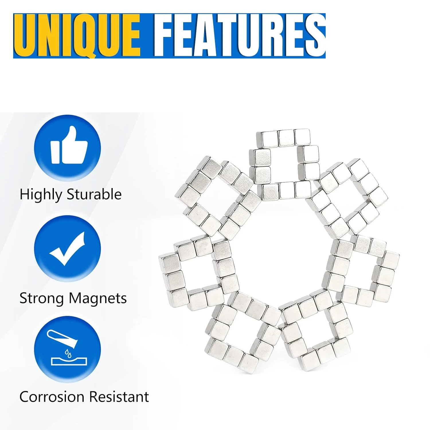 Starke Neodym-Magnete Quadratische Neodym-Magnete Hochleistungsmagnete für DIY-Basteleien, Kühlschrank, Whiteboard, Büro, Trocken abwischbare Tafel – Detail 2