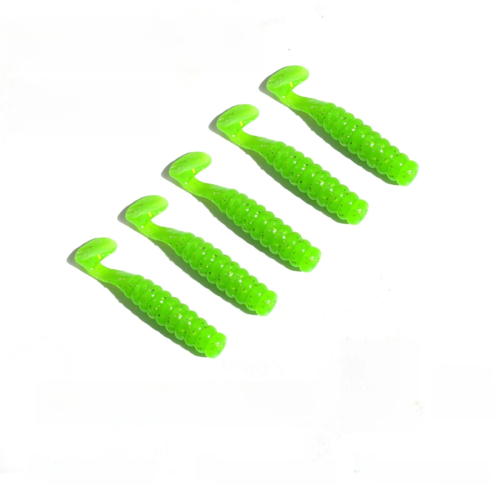 Wave Fish T-Tail 2nd Generation Luva Soft Bait Micro Worm Bait Bass Mouth Upturned Soft Worms with Lead Head Hooks