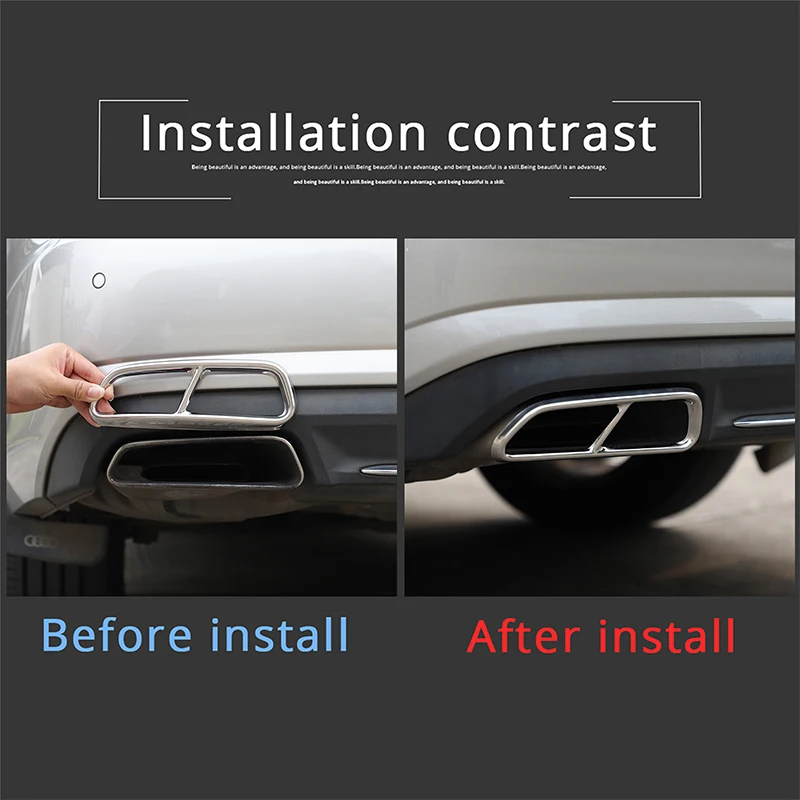 Stainless Steel Silver For Audi A6L 2016-2018 Car Tail Throat Exhaust Pipe Decorative Cover Sticker Car Protection Accessories