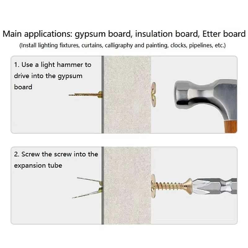 M12 Self Drilling Drywall Anchors Self-Drilling Expansion Screw for Gypsum Board Cavity Plug Wall Fixing Tool Heavy Duty Screw