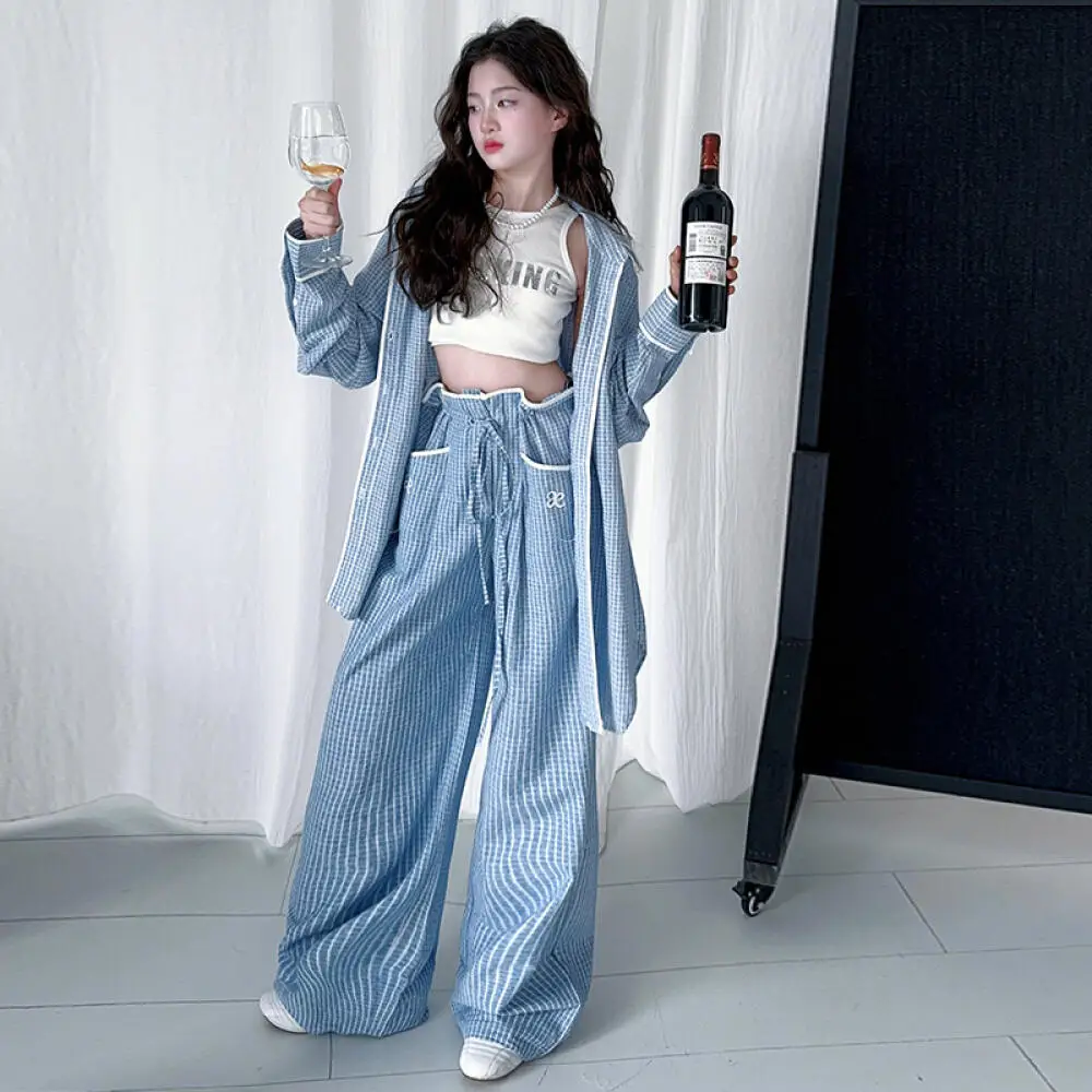 

Hot Kawaii Girl Fashion Shirt Vest Pants Set Student Spring and Autumn Cartoon Casual Tops Pants 3-Piece Set Children's Clothing