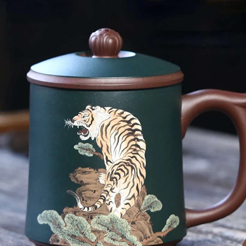 Men's high-end purple sand tea cup tiger Yixing cover cup for elders and leaders high-end gift box set with filter liner