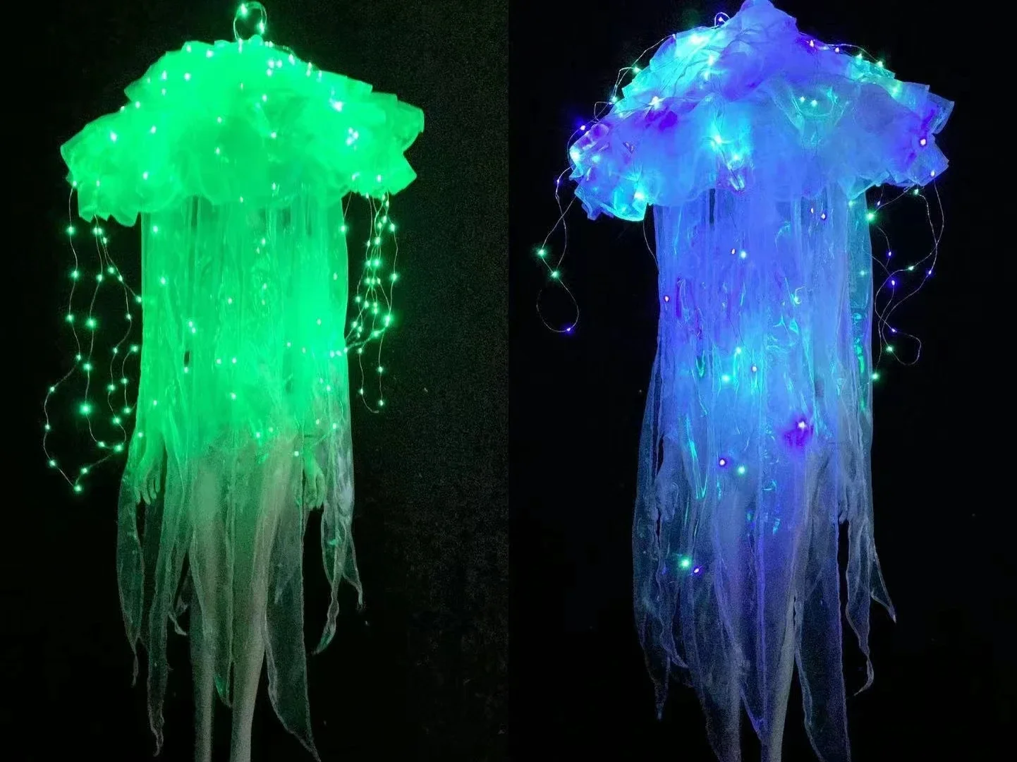 LED jellyfish umbrella luminous umbrella headwear stage performance Valentine's day jellyfish nightclub bar gogo costumes