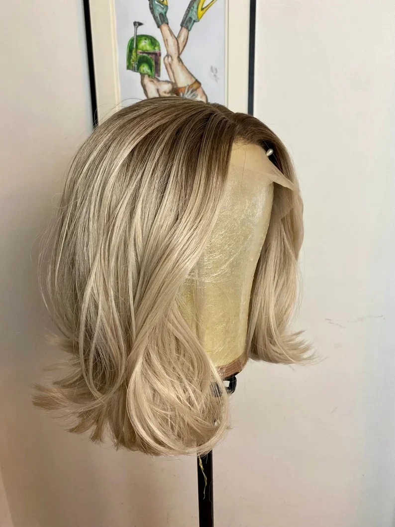 Soft Ombre Blond body wave Hair 150 density and 13×4 100%human hair wig lace front wig, with baby hair pre plucked and f view 3