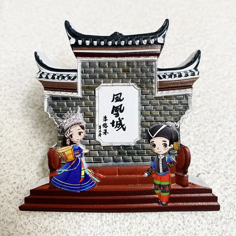 

Hunan Changsha Cultural Tourism Souvenirs Xiangxi Miao Magnetic Refrigerator Stickers Creative Phoenix Ancient City Decorations