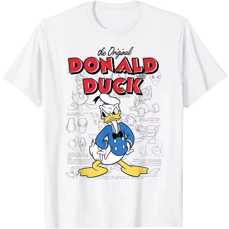 

Детская летняя футболка Disney Donald Duck для мальчиков и девочек, семейная одежда для родителей и детей, повседневная удобная винтажная футболка с короткими рукавами для мужчин и женщин