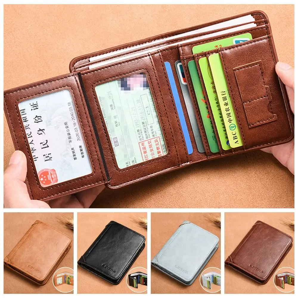 

Simple Purse Men PU Wallet Folded Wallet Bag Card Brand Business Clutch Bag Coin Purse Large Capacity ID Card Holder Men