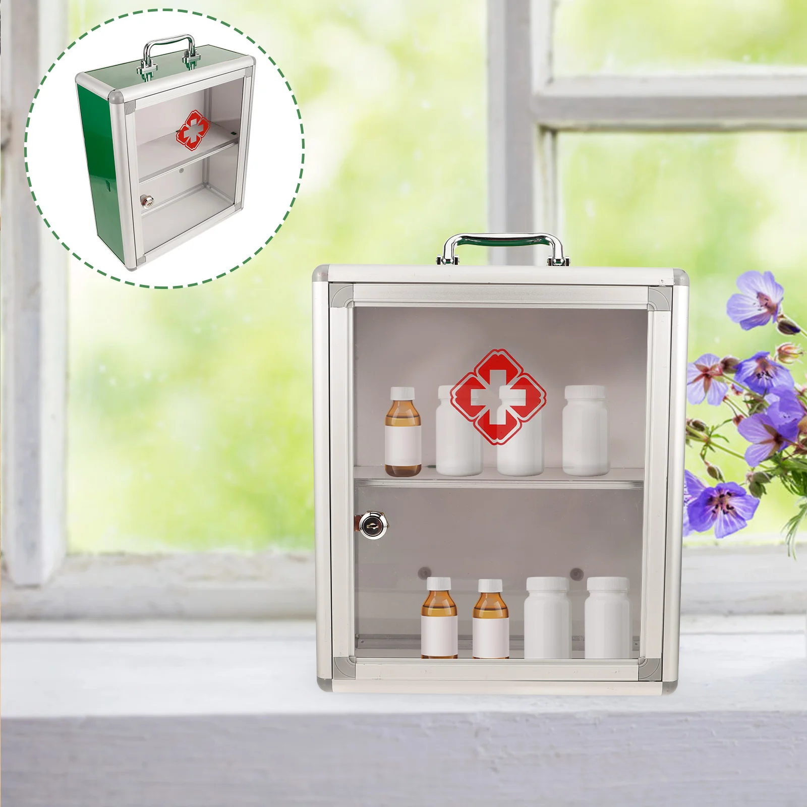 Wall Mounted First Aid Kit HR 681 Medicine Box Transparent Door Multi Layer Storage Home Office Car Emergency Supplies ganzier