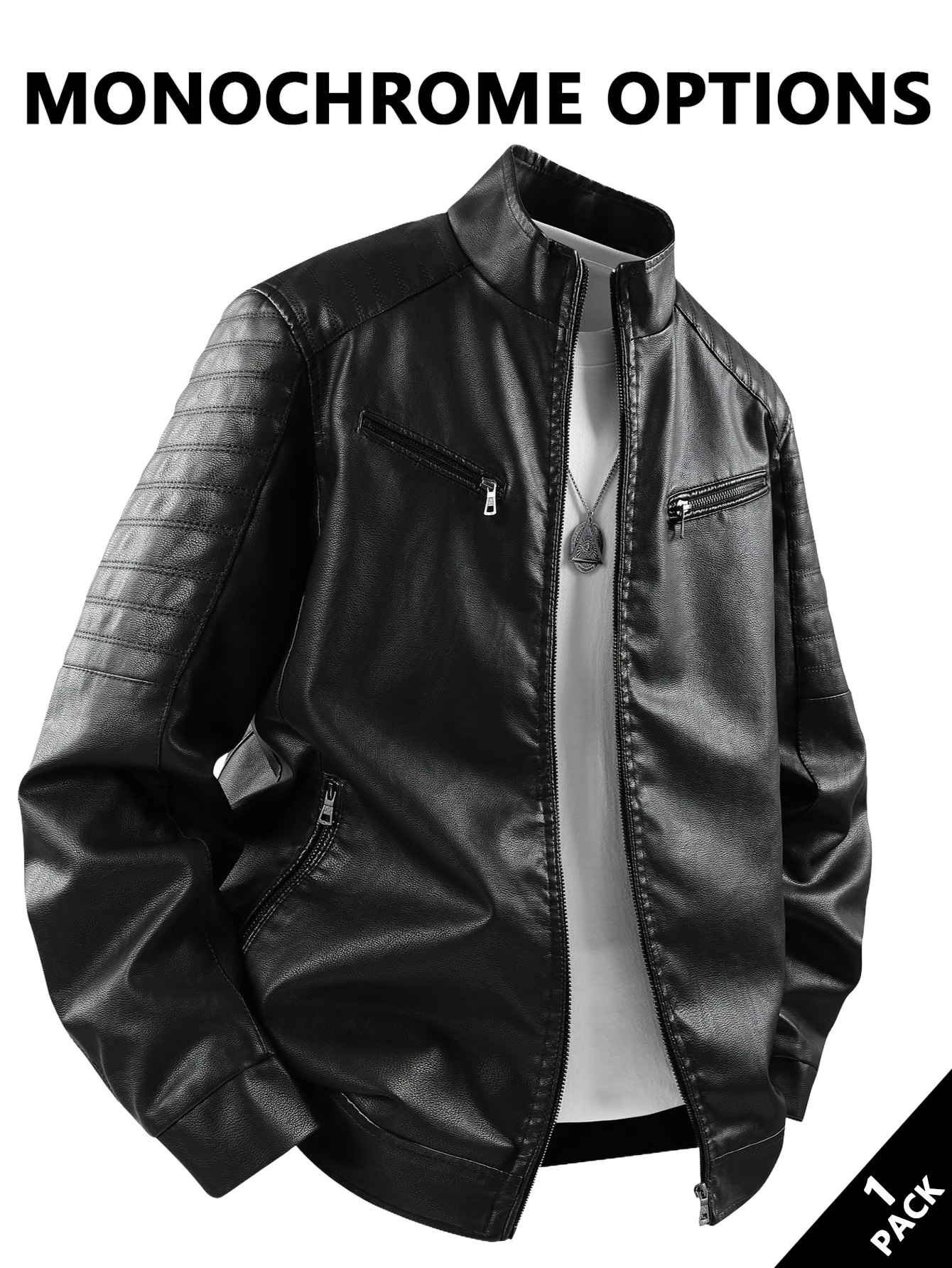 Men's Small Stand-Up Collar Leather Jacket, Wind-Resistant and Cold-Proof, with a Crisp Texture, Suitable for Light Business in the Workplace, Daily Shopping, Weekend Outings, Autumn and Winter Styles, Outdoor Walks, and Short Trips