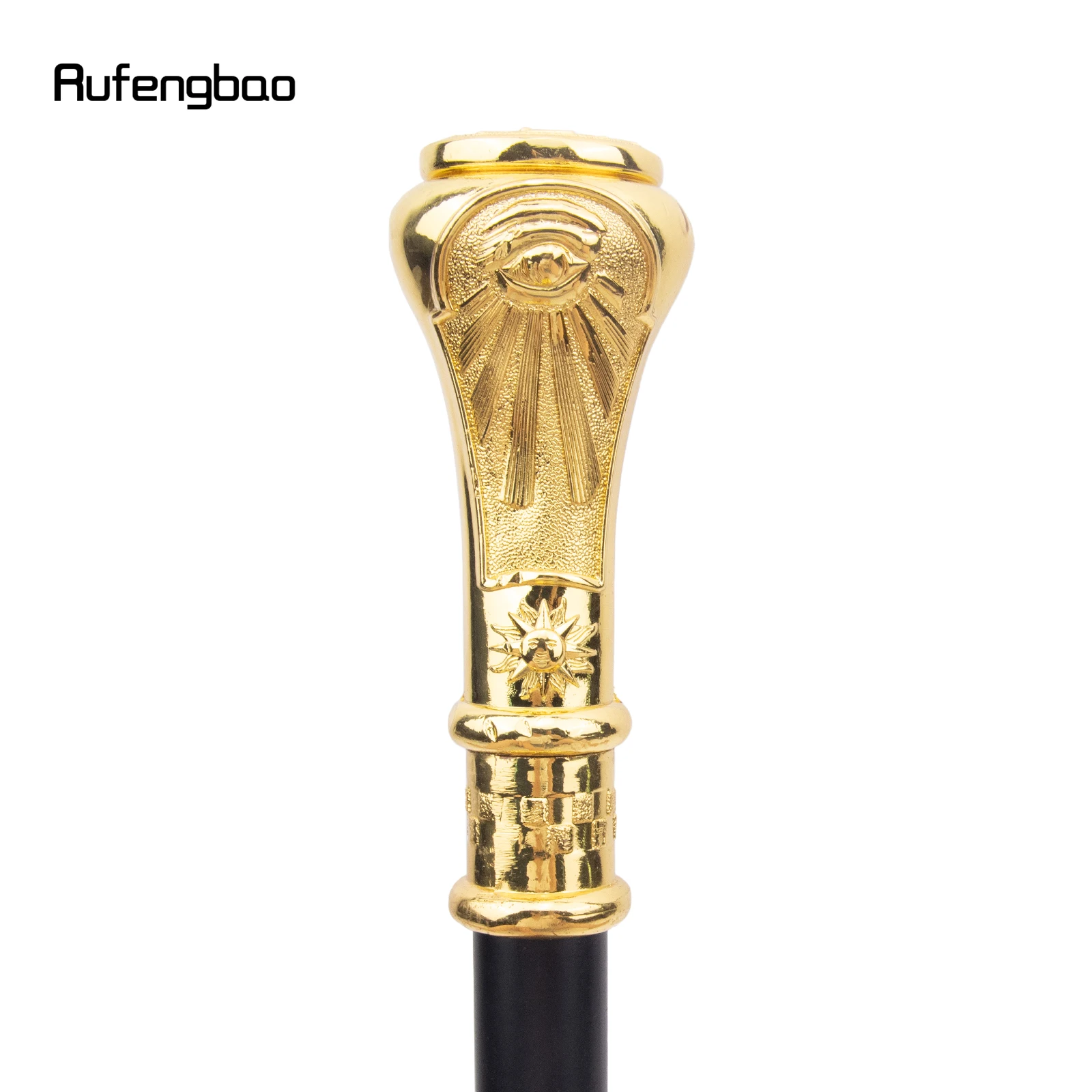 Golden Freemasonry Freemasons VG Totem Relief Walking Cane Fashion Walking Stick Gentleman Crosier Knob Walking Stick 93cm