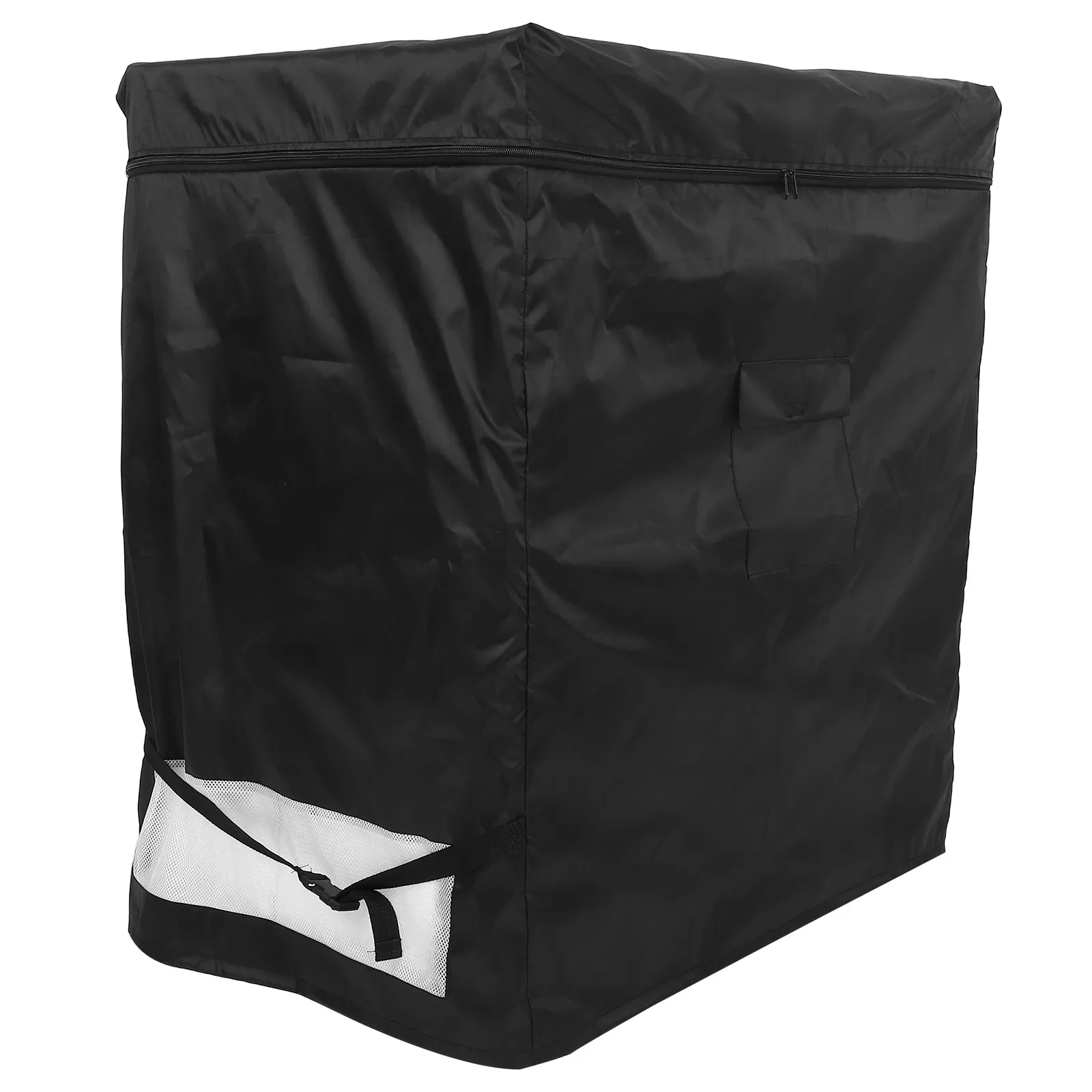 

Upright Freezer Cover Oxford Fabric Waterproof Outdoor Refrigerator Protector Zipper Adjustable Buckle Ventilation Mesh Storage