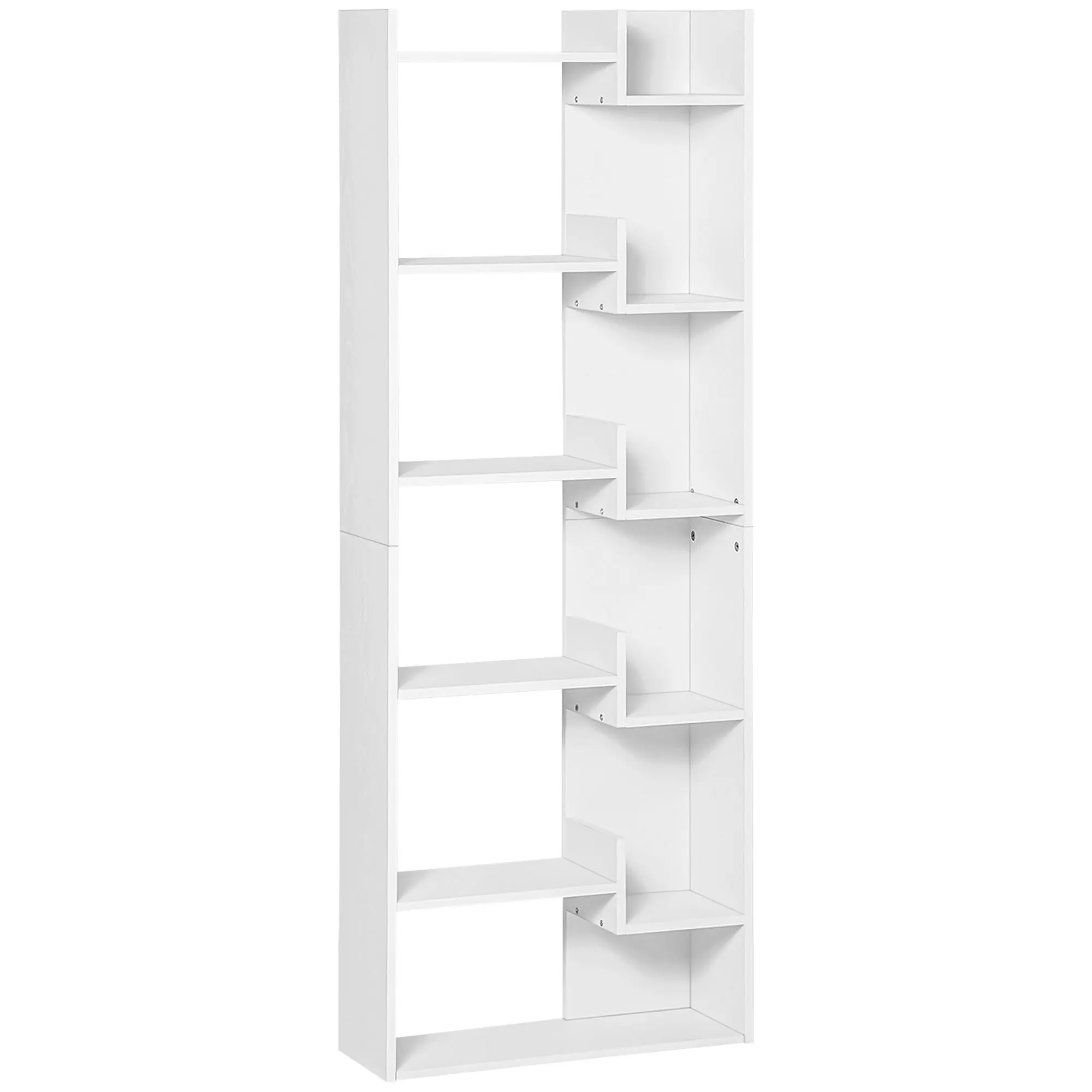 HOMCOM Librería, estantería de almacenamiento de 6 niveles, librería alta, estantería moderna, diseño irregular, para salón, dormitorio, escritorio, 60x21x162,5 cm, Blanco