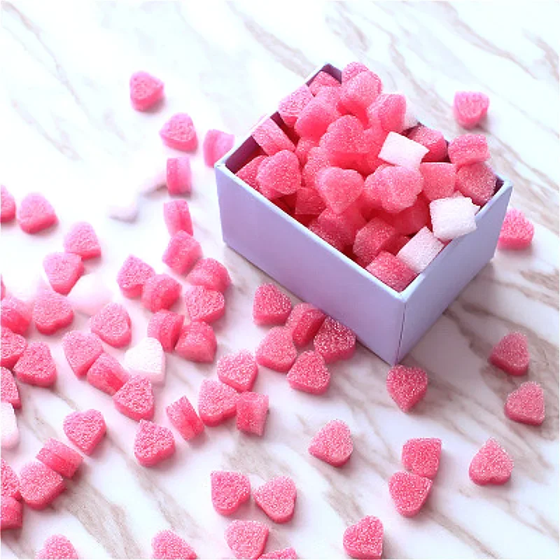 1000pcs Pink Mini Heart Love Beads Foam Strip Slime Gift Box Fluffy Slime Filler Sludge Clay Packing Wedding Flower Box Filler