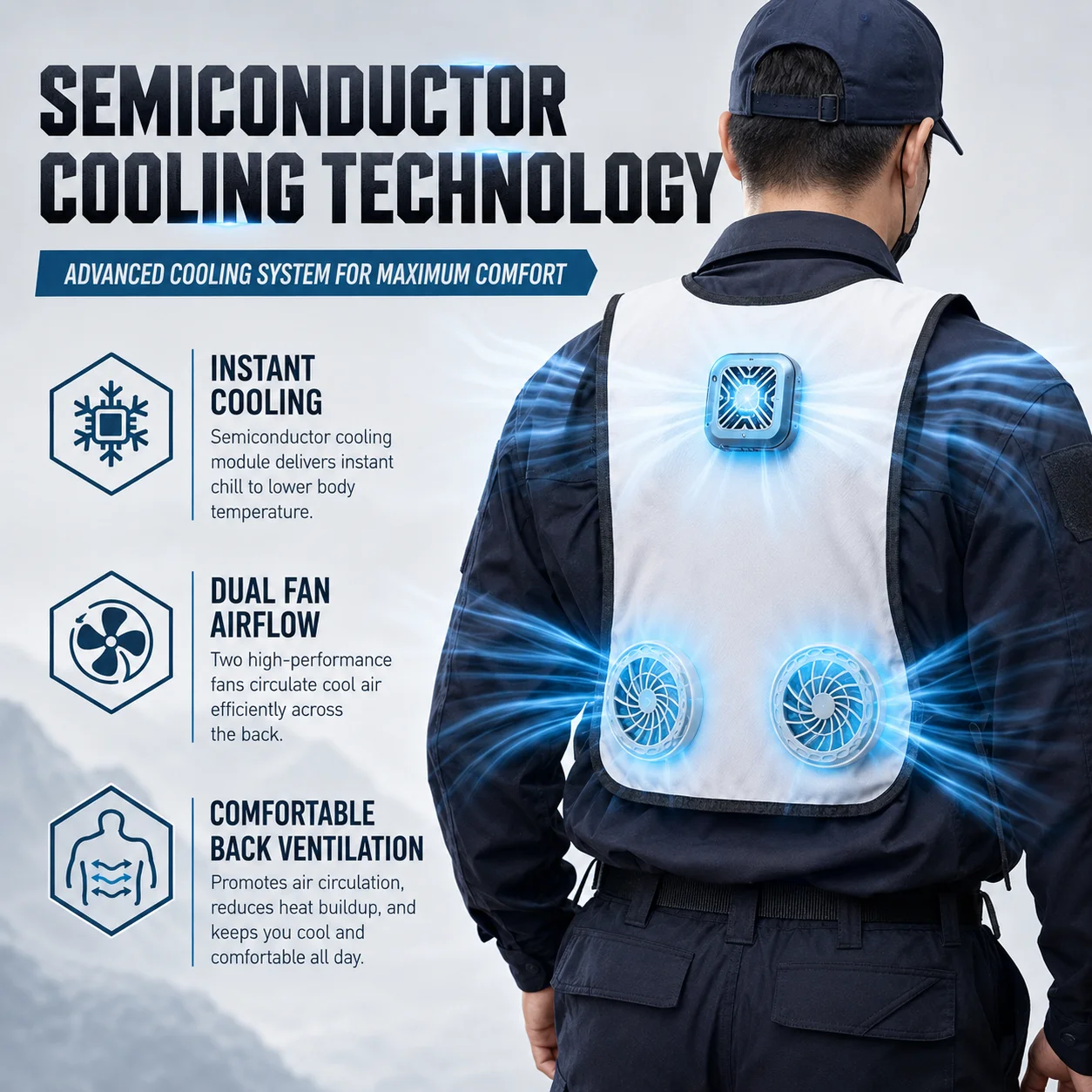 Multifunctional Cooling Vest Semiconductor Cooling Air Condition Vest Breathable Lightweight Outdoor Summer Cooling Gear