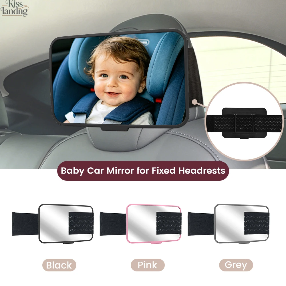 M-Size Baby Car Mirror for Fixed Headrests, Wide-Angle Adjustable Rear Seat Safety Monitor